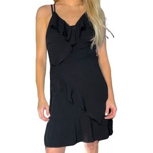 XHILARATION‎ Ruffled Black Mini Wrap Dress